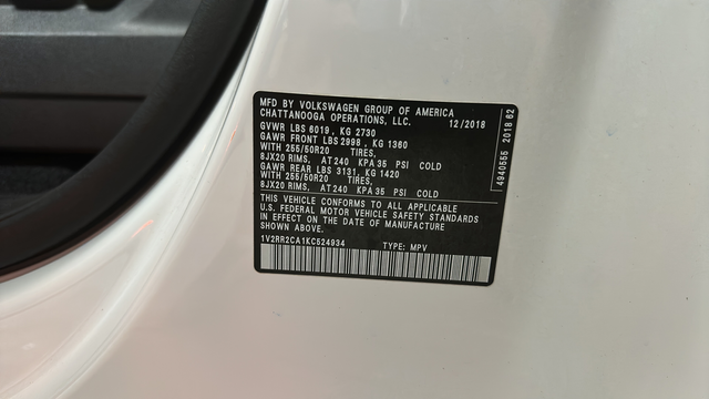 2019 Volkswagen Atlas 3.6L V6 SEL R-Line R-Line